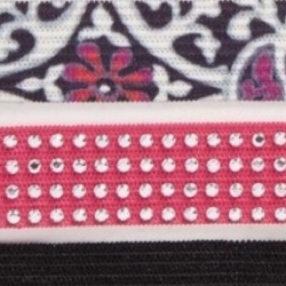 Vera Bradly Stretch Hair Ties Scroll Medallion, Black, White, Pink - Picture 3 of 5